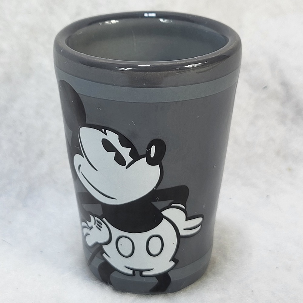 Disney Parks Mickey Mouse Shot Glass Gray Black Ceramic The Mouse Is In House